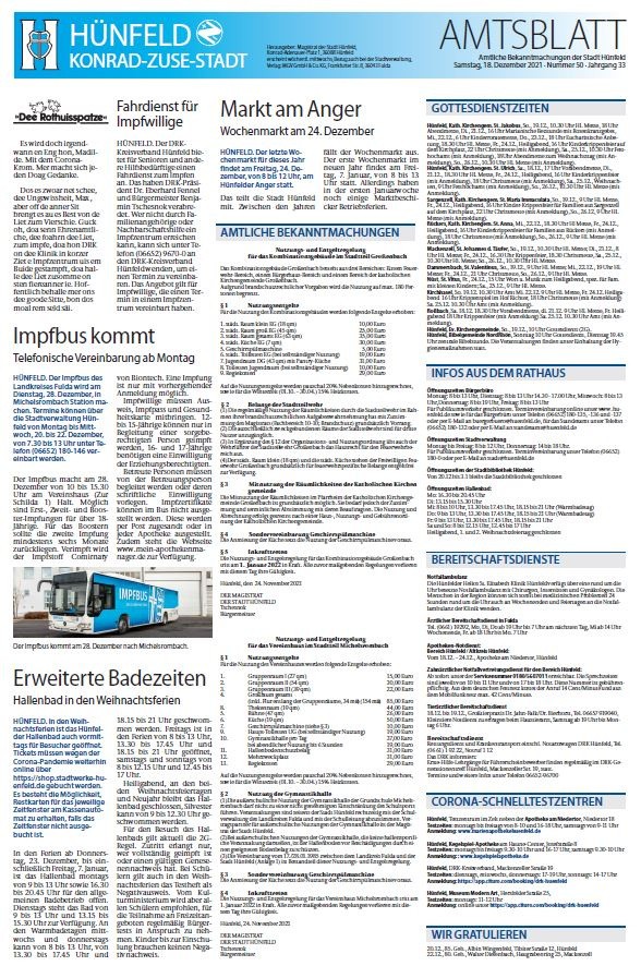 Amtsblatt vom 18. Dezember 2021